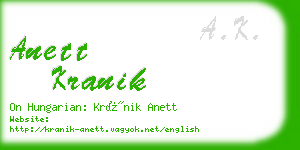 anett kranik business card